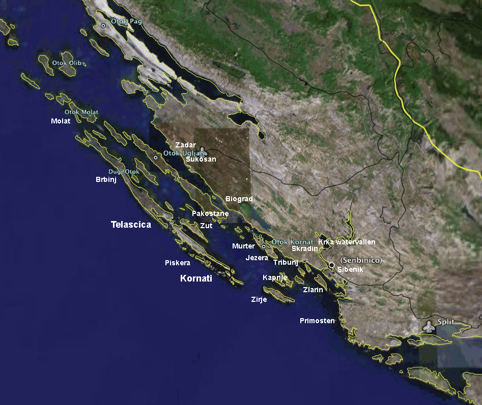 la Croatie: une carte avec trajet